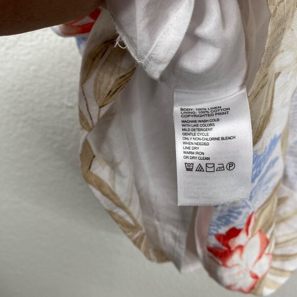 Tommy Bahama Womens Two Palms Ruffle Linen Shift Dress Multicolor Tropical Sz XS - Picture 10 of 16